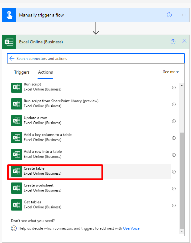 How to create table in Excel through Microsoft Power Automate - screenshot 7