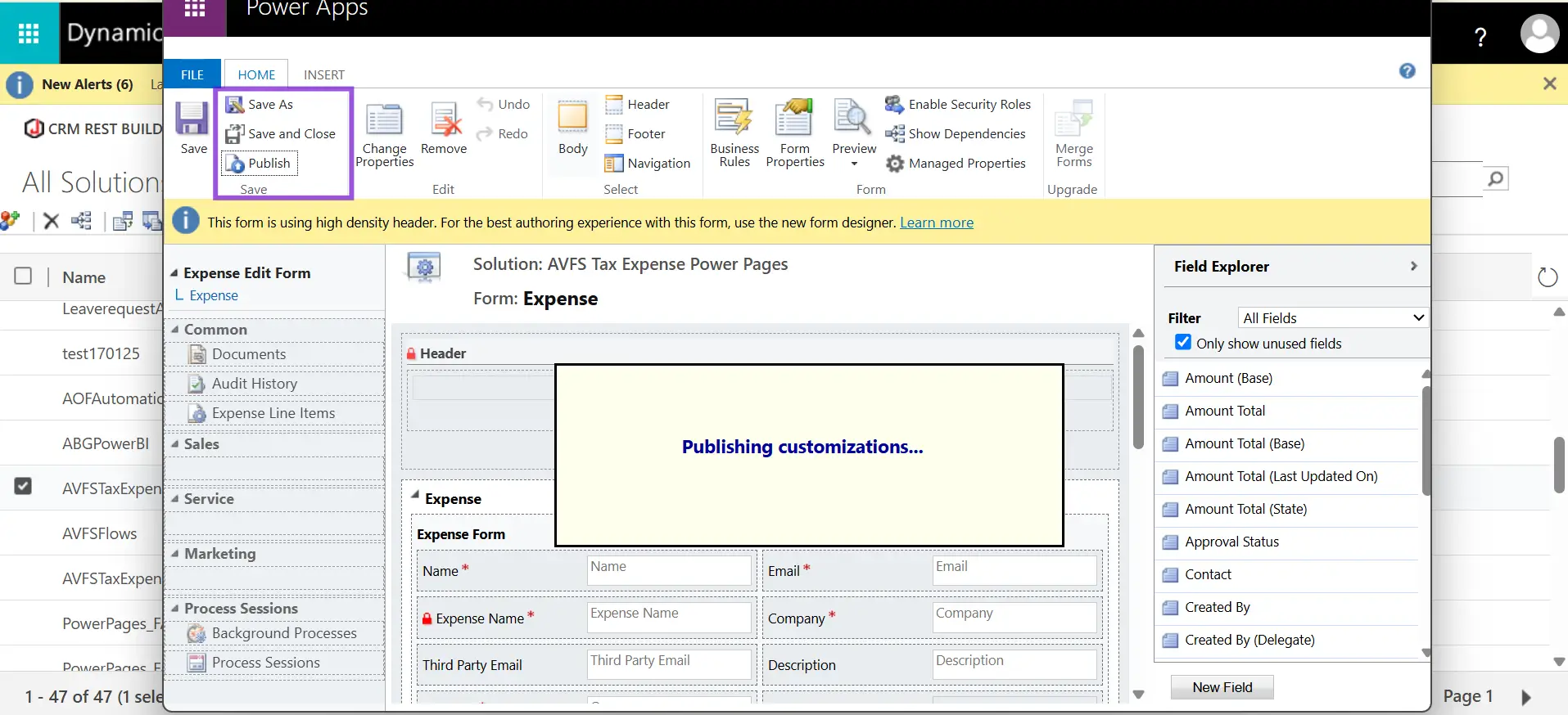 Save and Publish