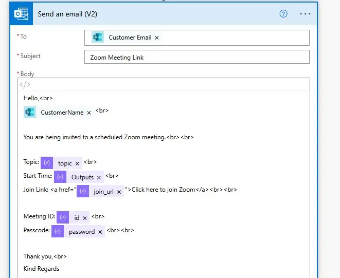 Create a Zoom meeting via Power Automate - screenshot 39