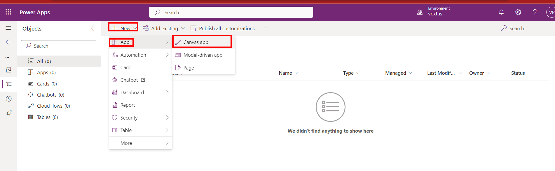Creating Canvas app - screenshot 2