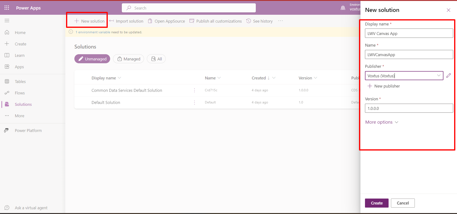 Creating New Environment Publisher Solution - screenshot 11