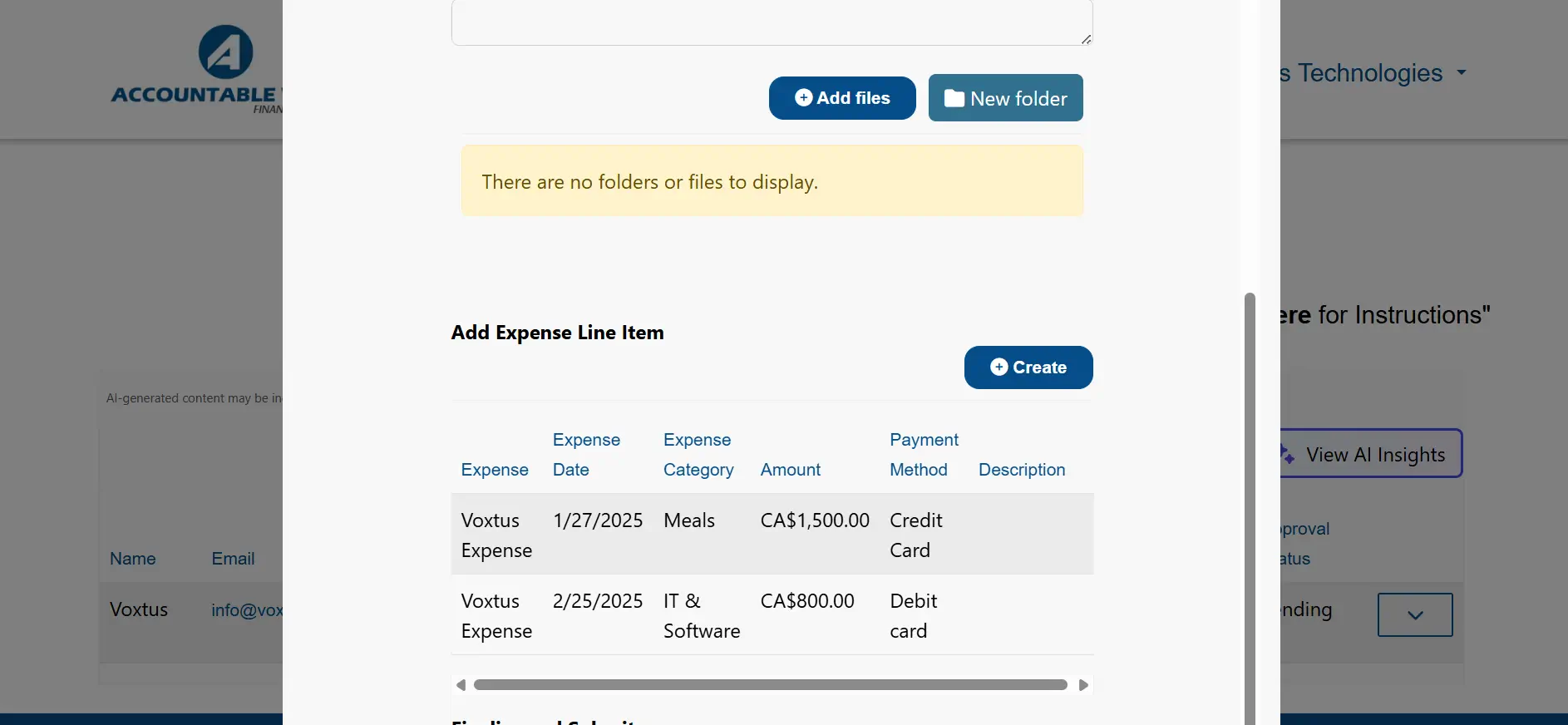 Adding expense line items and supporting files to a claim