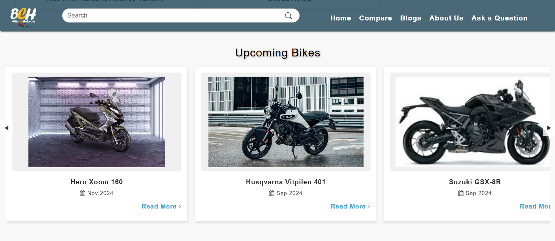 Upcoming Bikes Section